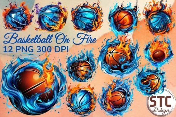 Basketball on Fire Sublimation Clipart: Igniting Your Creative Projects