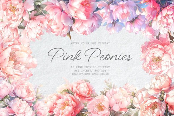 Bring Floral Elegance to Life with Pink Peonies Watercolor Clip Art