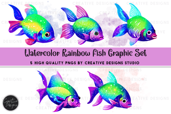 Bringing Whimsy to Life with Watercolor Rainbow Fish Graphics
