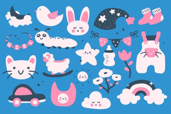 Charming Visuals: The Cute Baby Doodle Illustration Collection