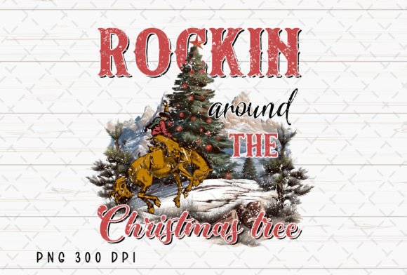 Cowboy Rockin' Around the Christmas Tree: A Festive Design Asset