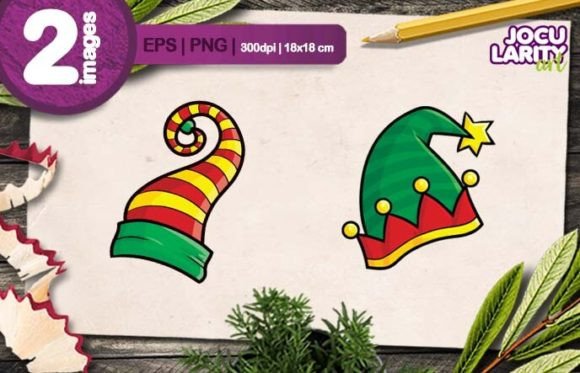 Cute Yellow Green Elf Hat Cartoon Vector: A Festive Design Asset