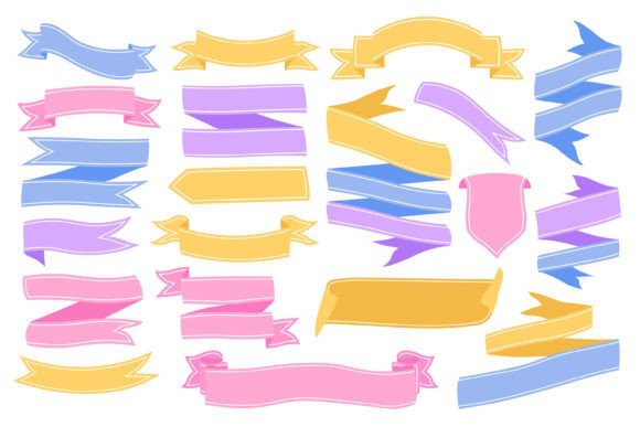 Dynamic Visual Impact with Ribbon Banner Illustration Set
