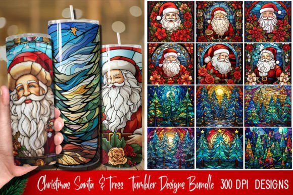 Elevate Your Holiday Designs with the Christmas Stained Glass Santa Bundle
