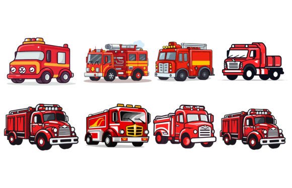 Red Fire Truck Emergency Vehicle Vector: Bold Design Assets