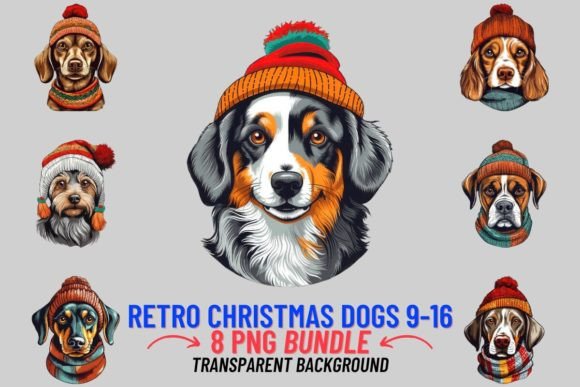 Retro Christmas Dogs: Festive Digital Designs for Creators