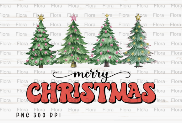 Retro Merry Christmas Tree Watercolor: A Festive Design Asset