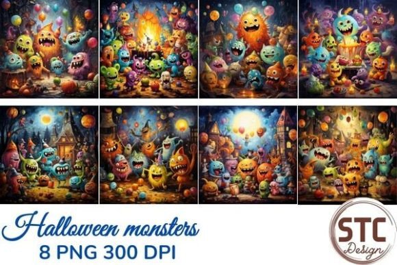Unleashing Spooky Creativity: Halloween Monsters Colorful Sublimation