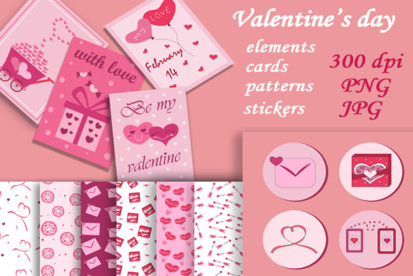 Valentine's Day Elements, Cards, Pattern: Your All-in-One Design Toolkit